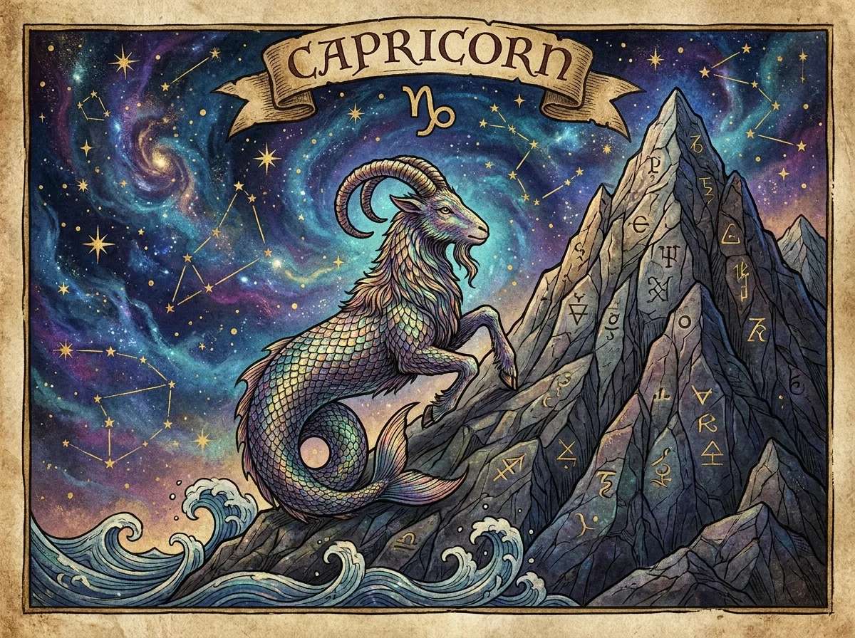 Capricorn horoscope sign illustration