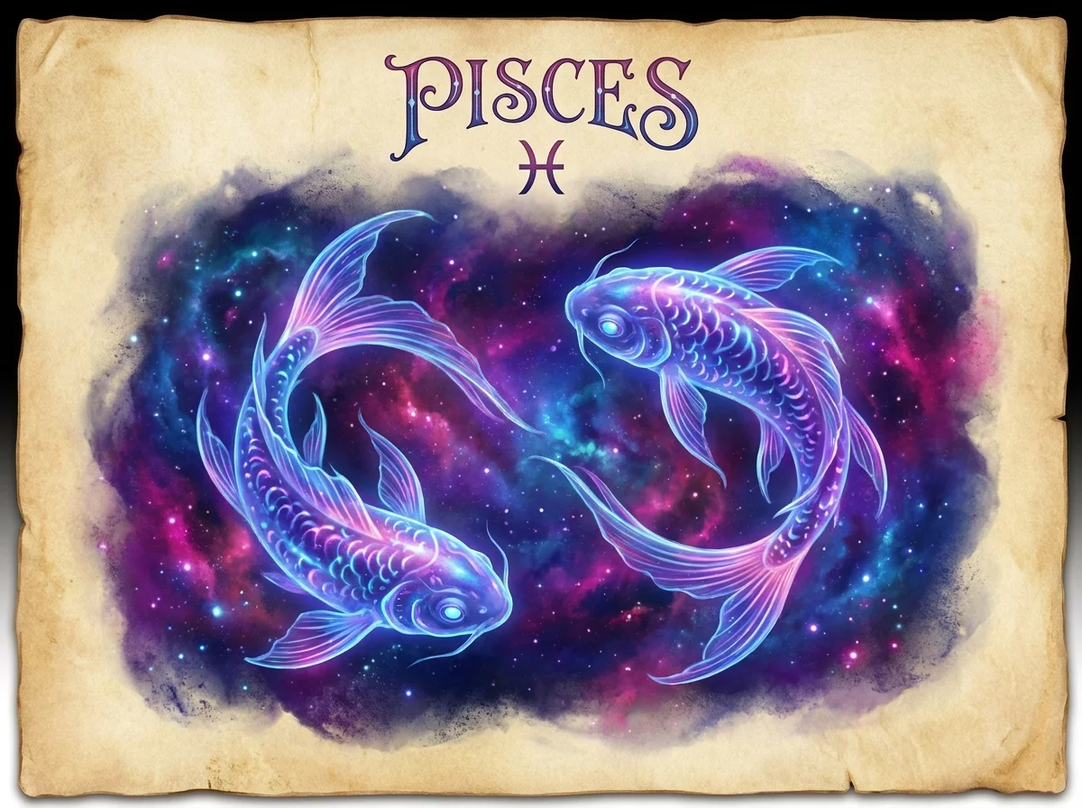 Pisces horoscope sign illustration