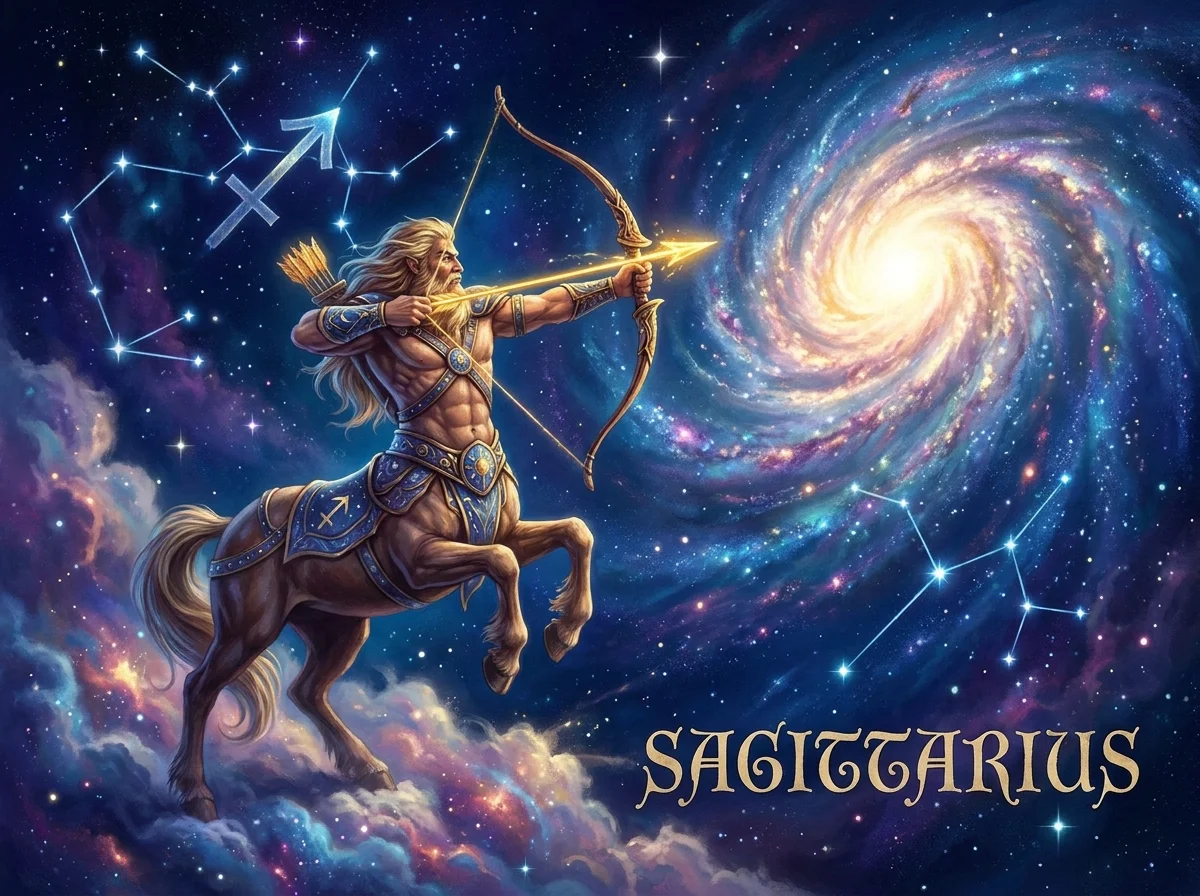Sagittarius horoscope sign illustration